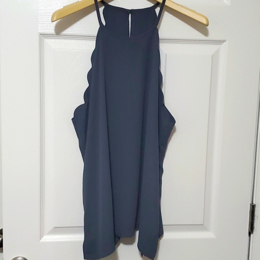 NWT scalloped racer back tank slate gray